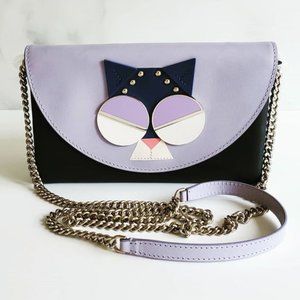 Kate Spade Wallet on Chain in Navy Blue Leather.